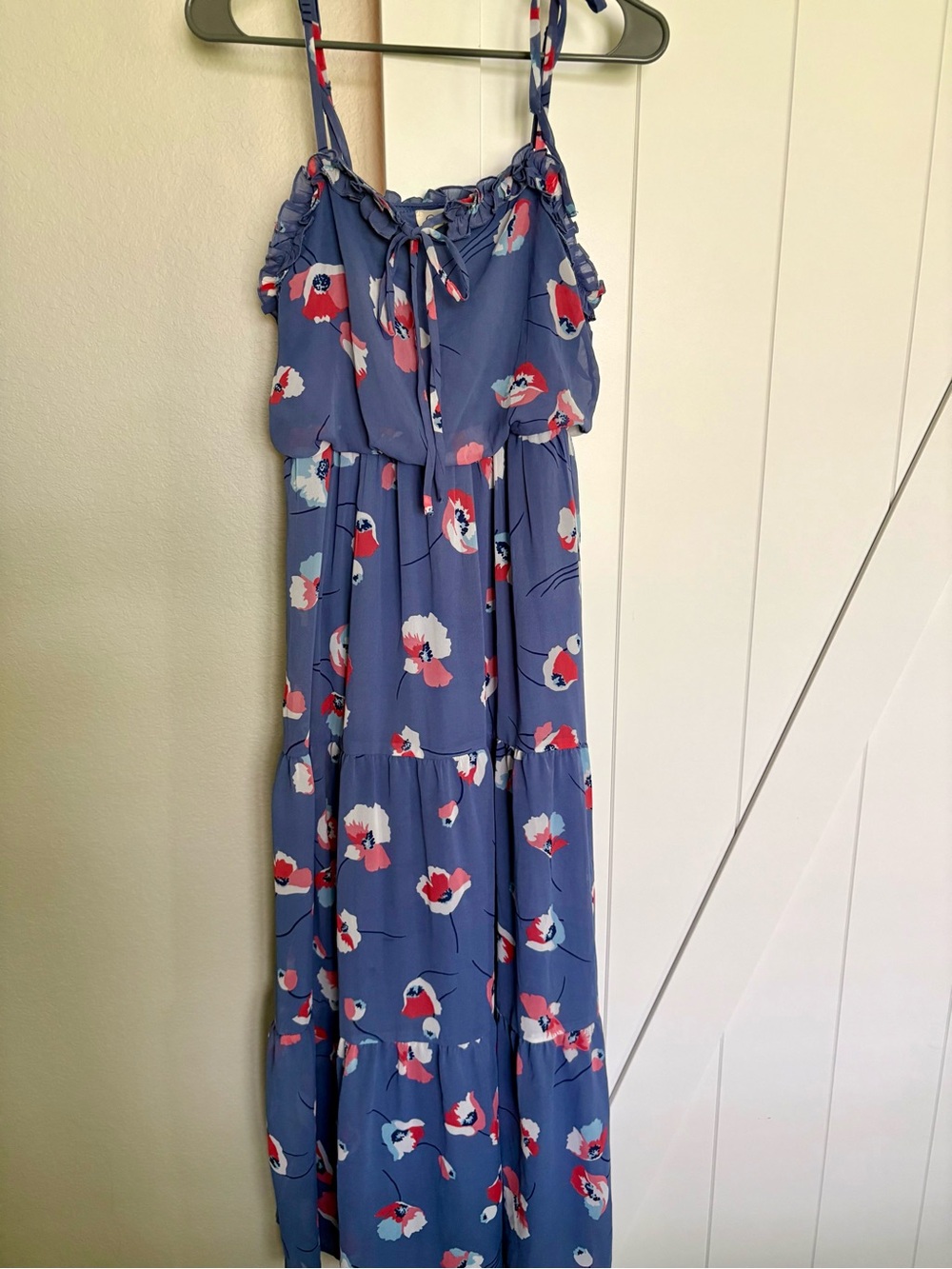 Jessica Simpson Floral Blue Sundress with Red & White Accents